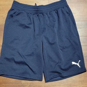 Puma Blue Athletic Shorts Lightweight Elastic Waist